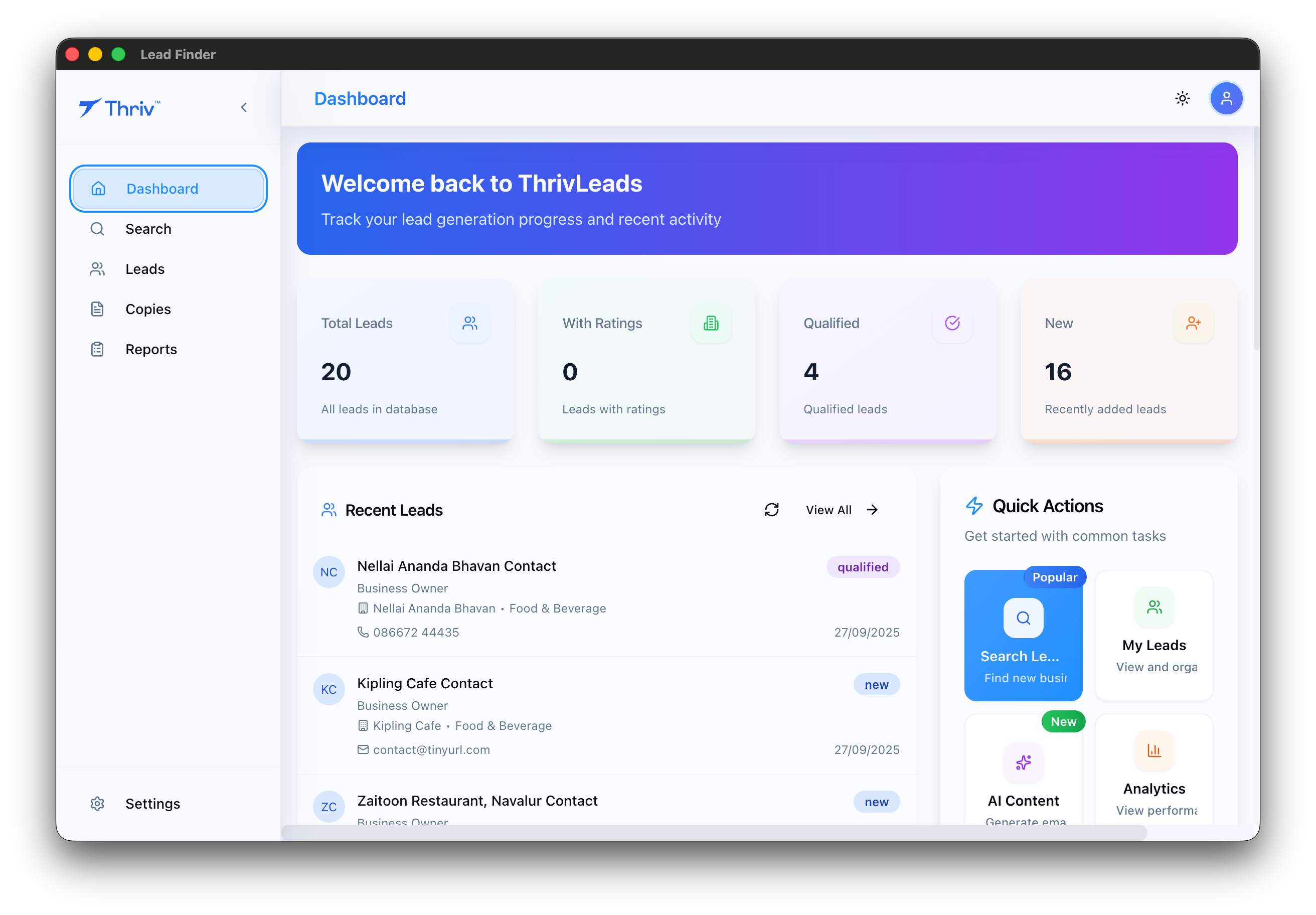 Thriv Leads AI — Find & Convert Clients